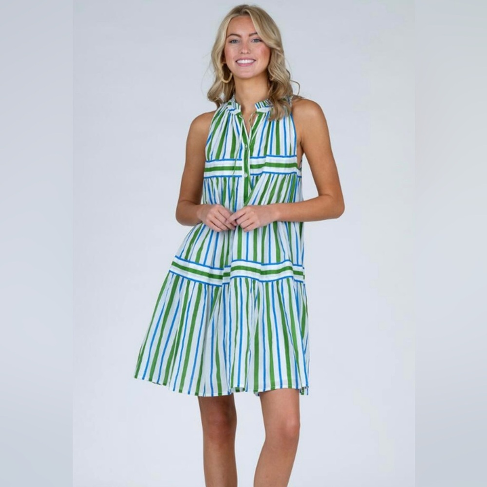 Olivia James striped Ro Short Dress size L